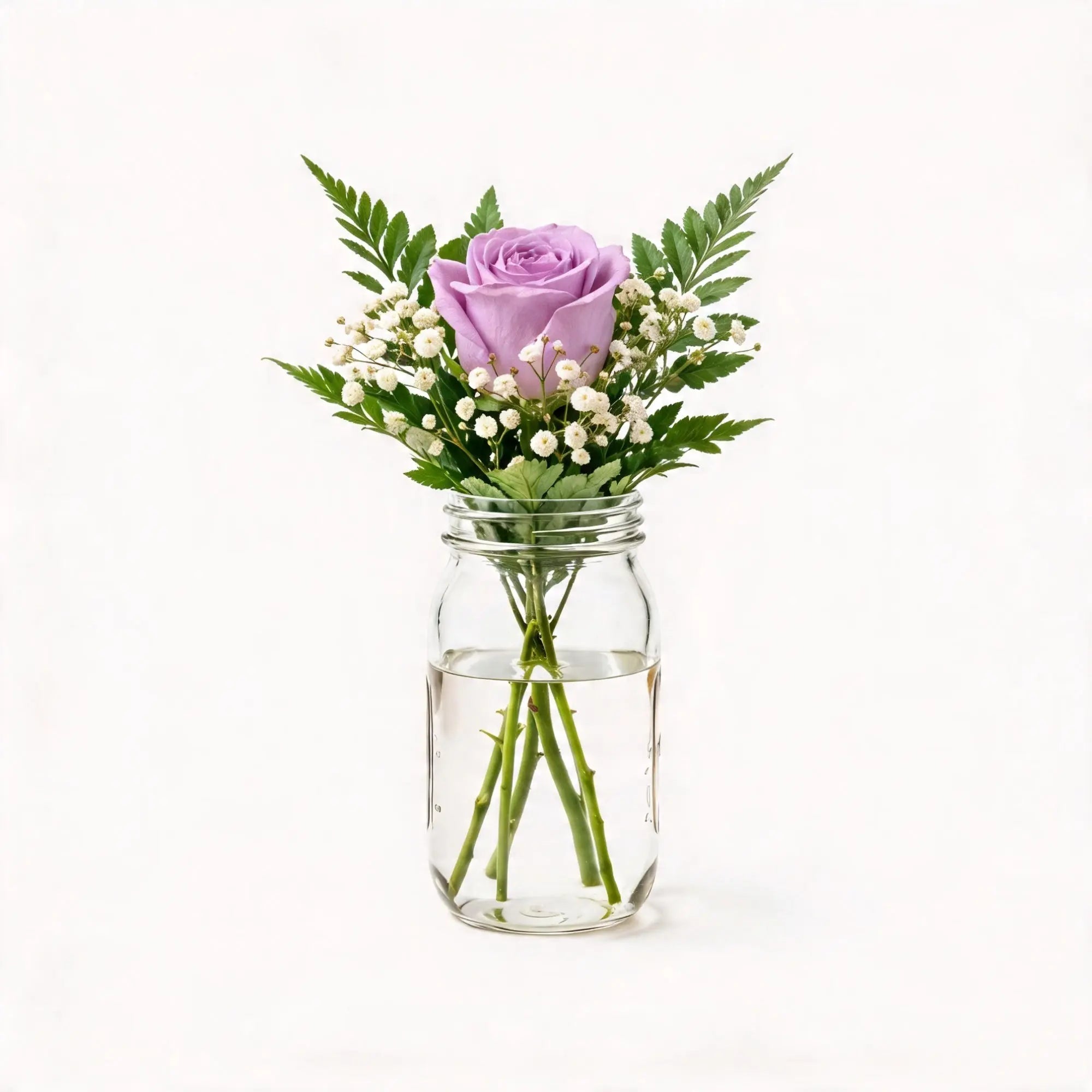 1 Lavender Rose in a Mason Jar - Roses Everywhere