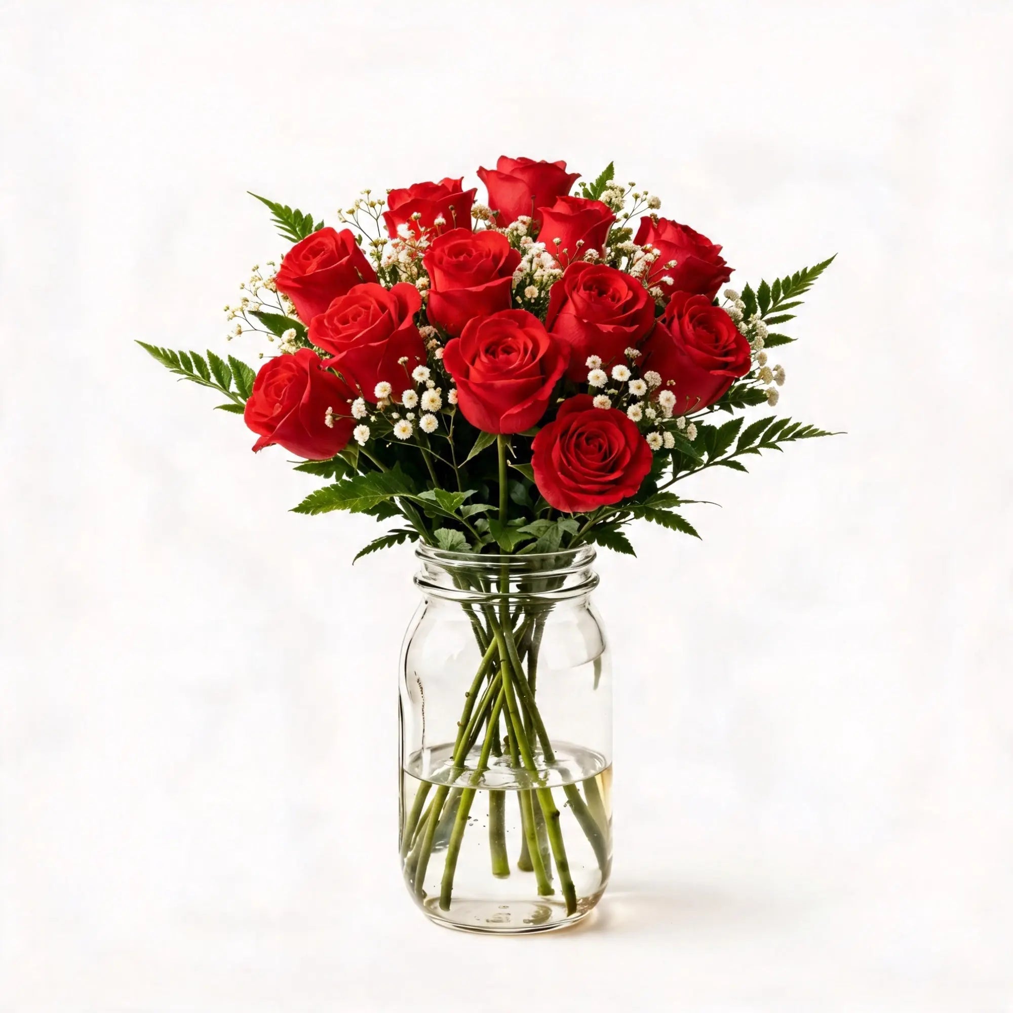 12 Red Roses in a Mason Jar - Roses Everywhere