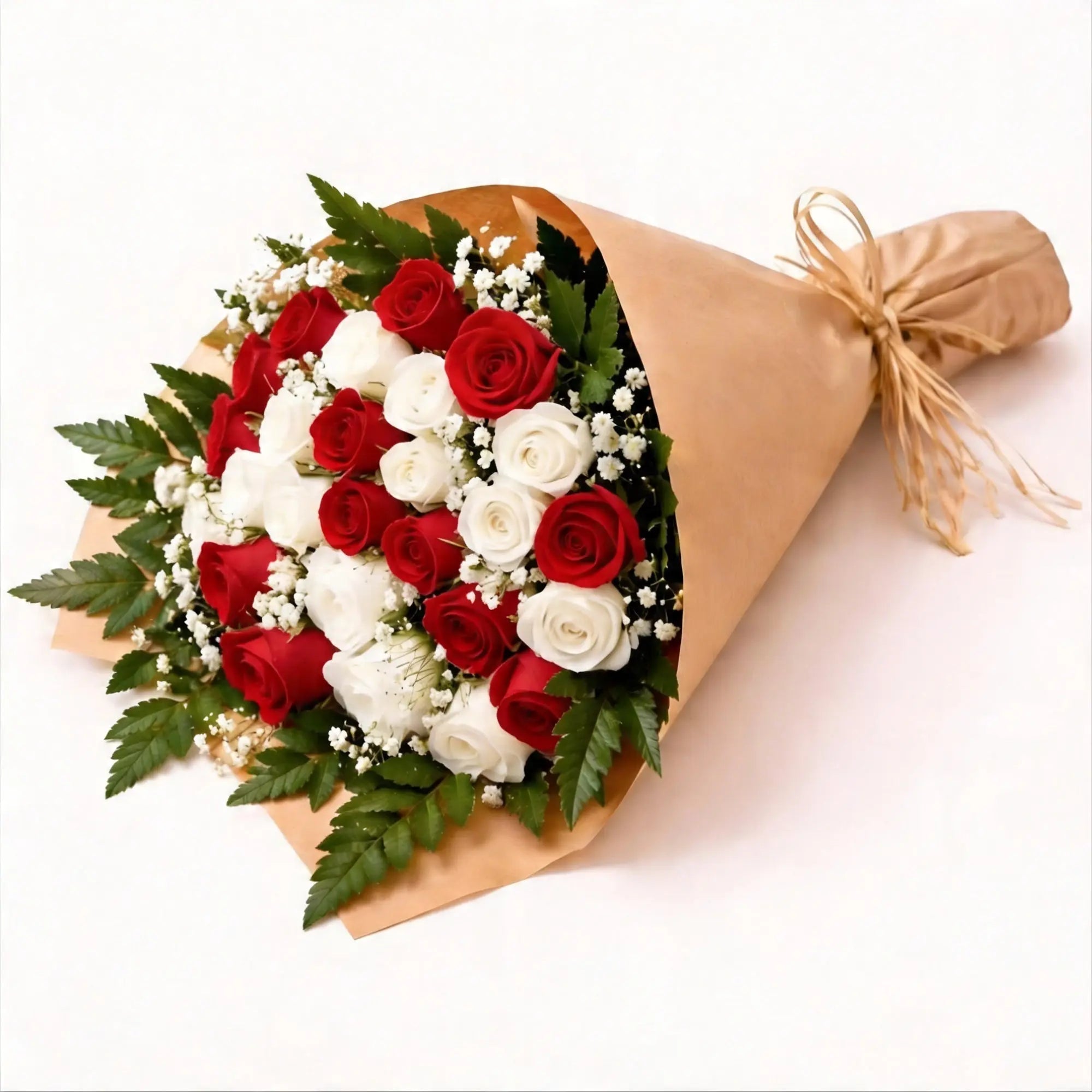 24 Mixed Red & White Roses - Roses Everywhere