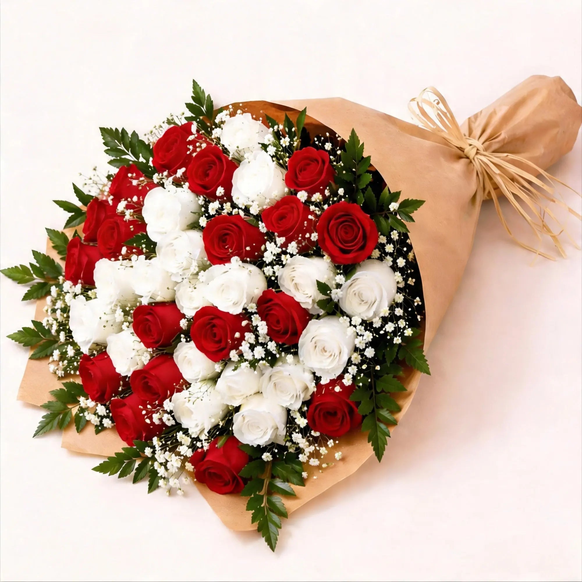 36 Mixed Red & White Roses - Roses Everywhere