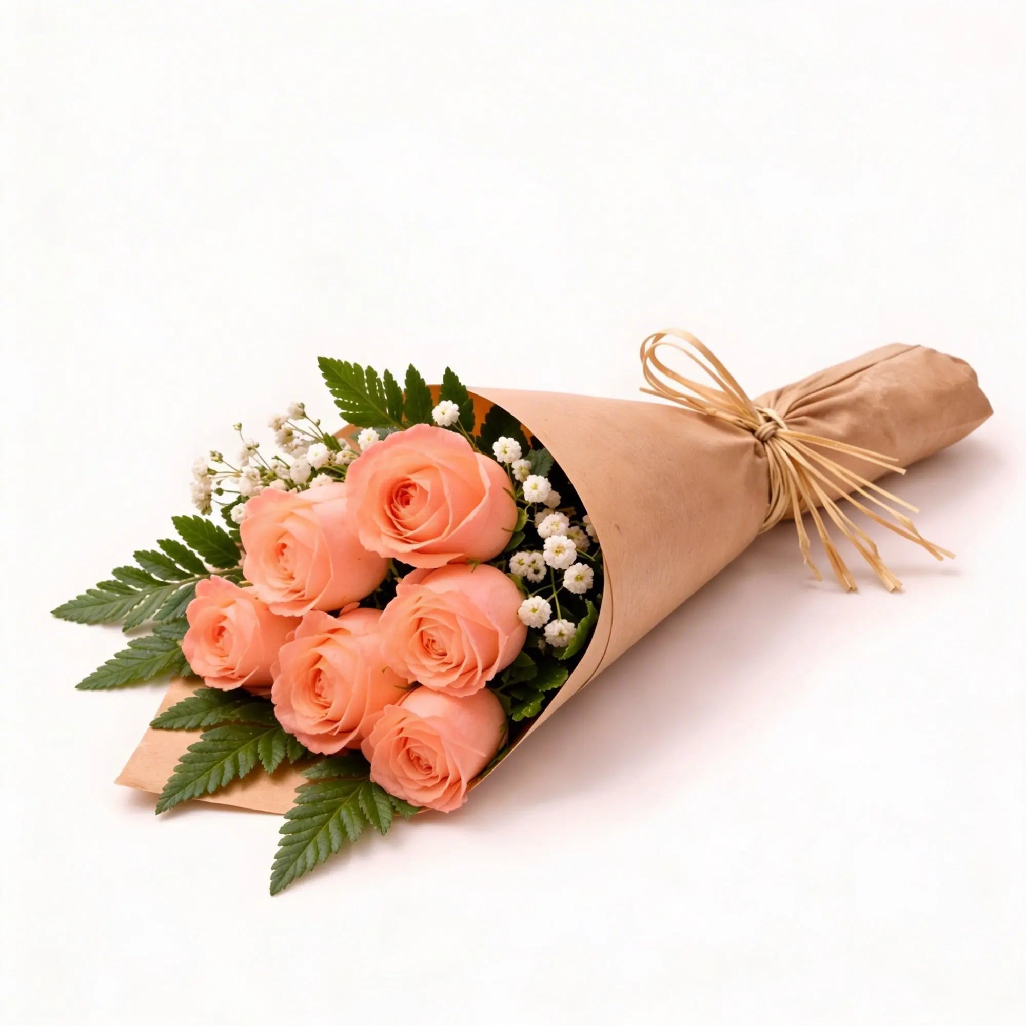 6 Peach Roses - Roses Everywhere