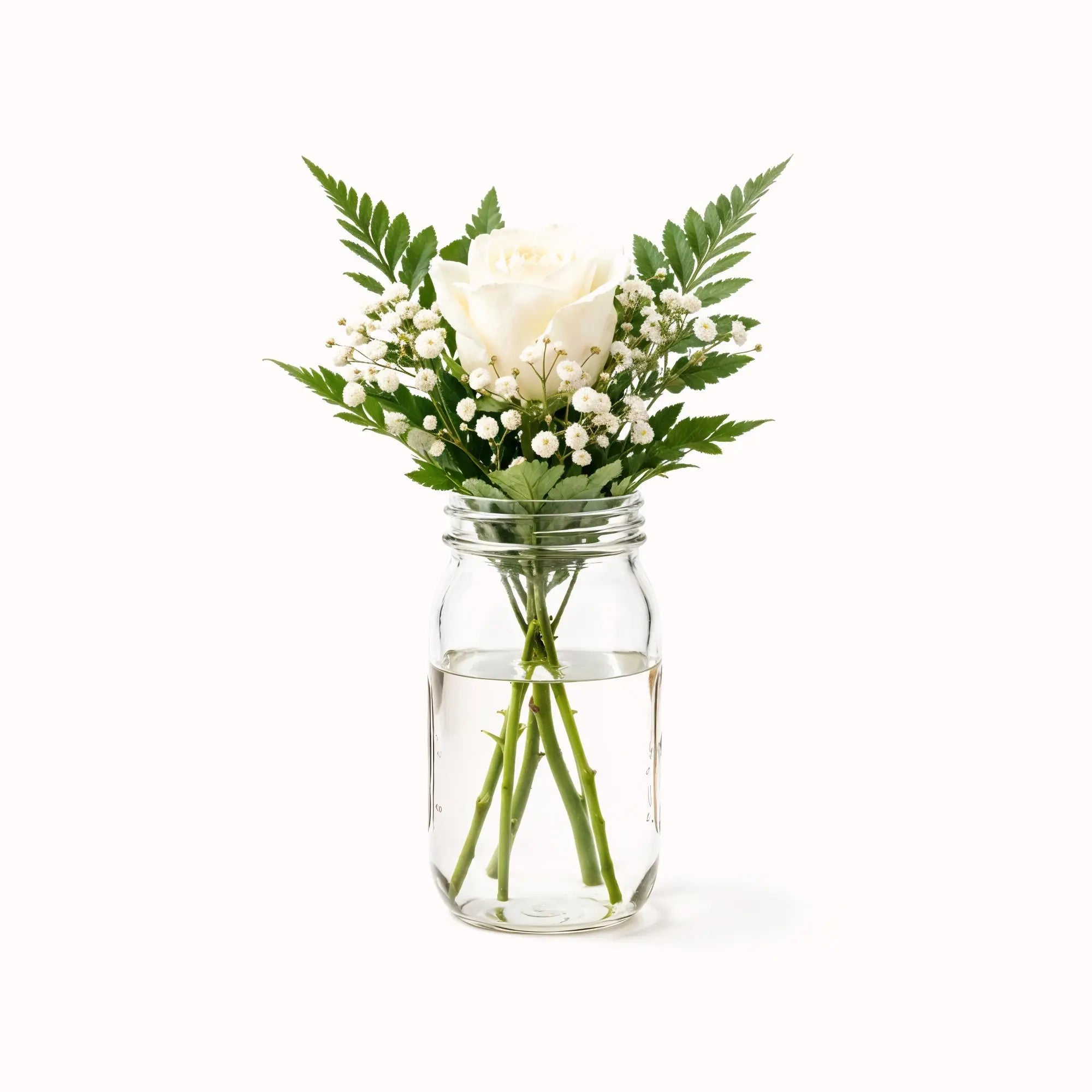 1 Cream Rose in a Mason Jar - Roses Everywhere