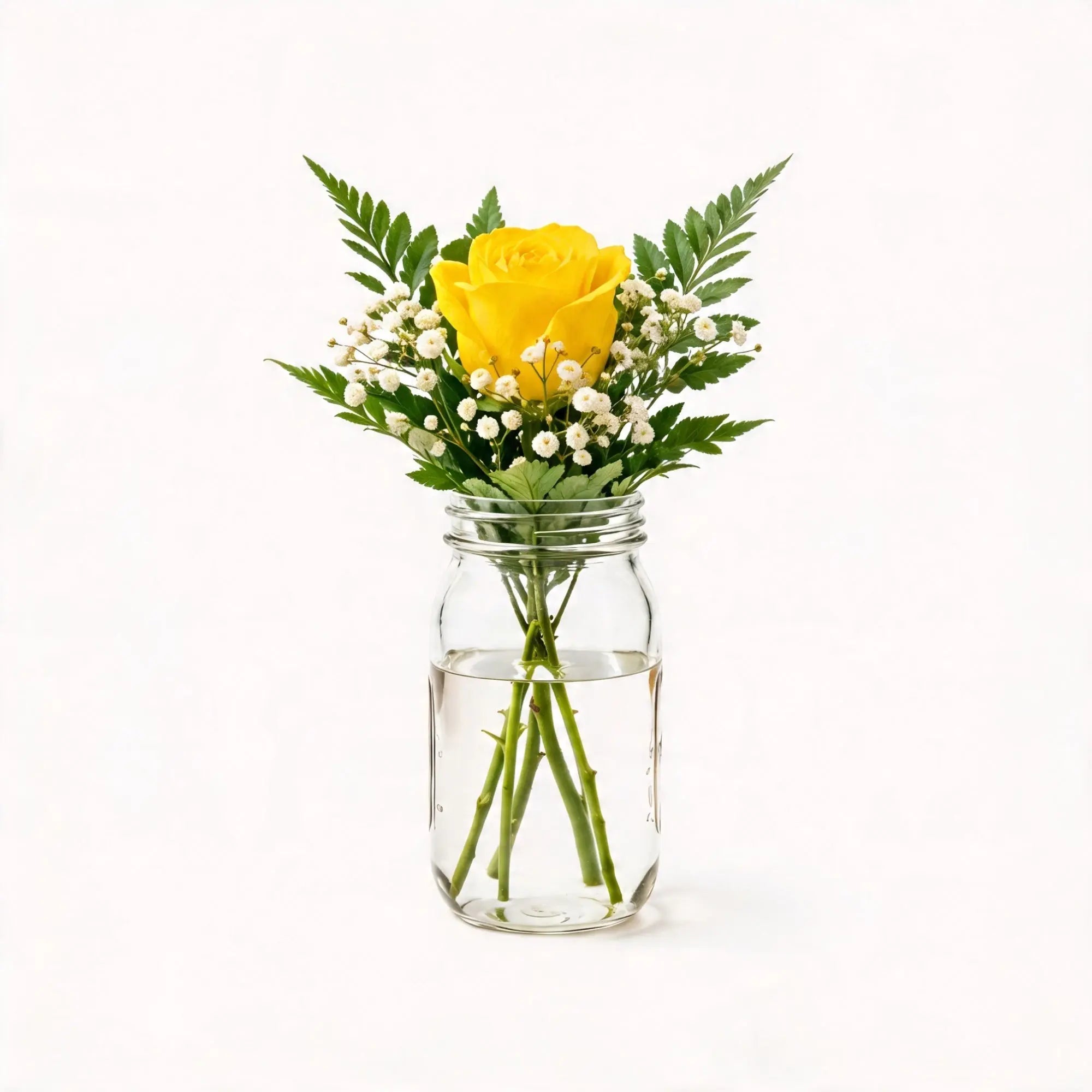 1 Yellow Rose in a Mason Jar - Roses Everywhere