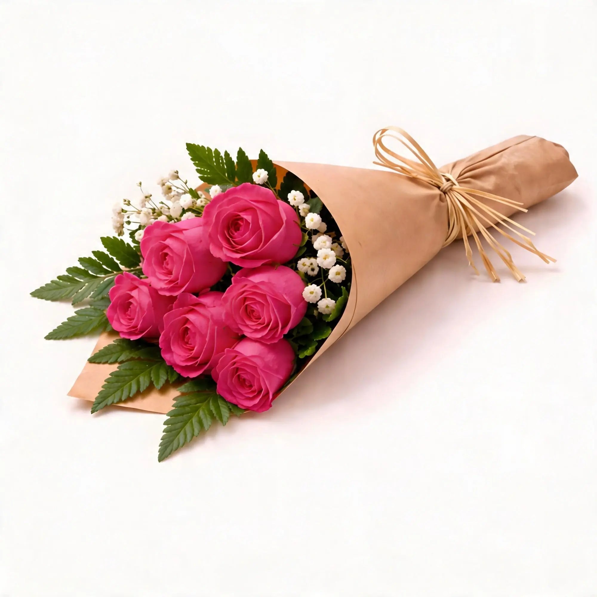 6 Hot Pink Roses - Roses Everywhere