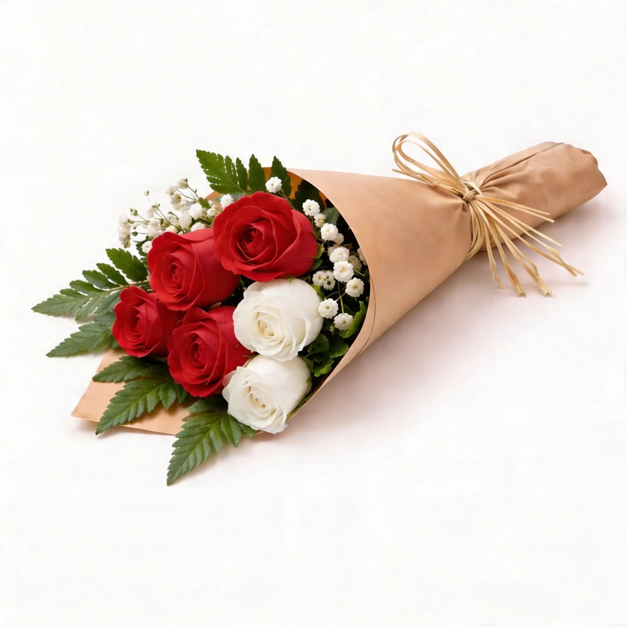 6 Mixed Red & White Roses - Roses Everywhere