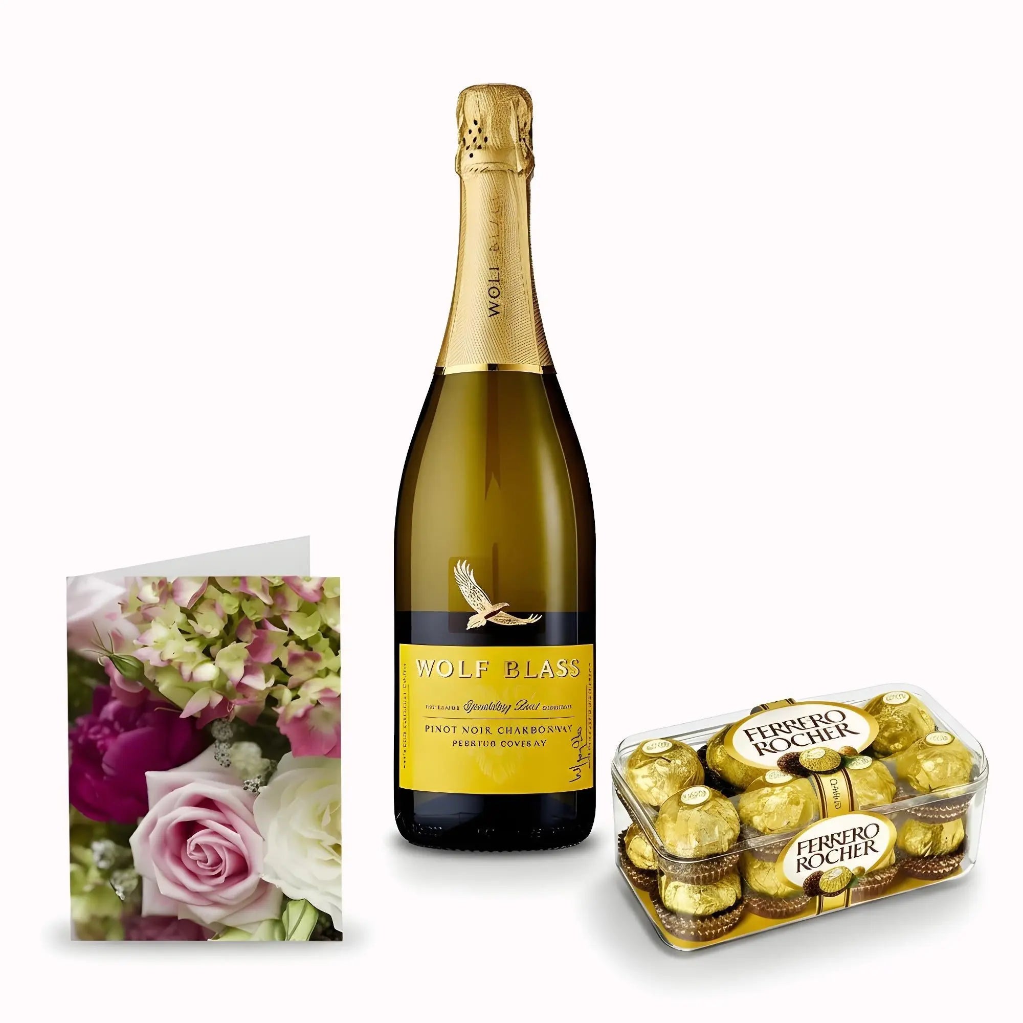 Bundle: Sparkling Wine + Chocolates + Card - Roses Everywhere
