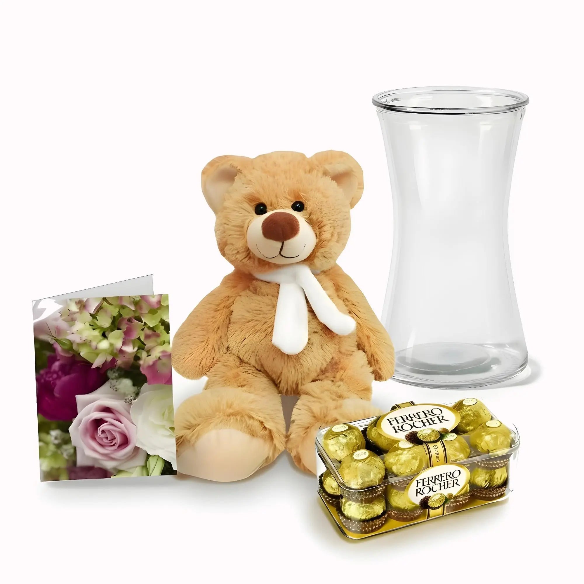 Bundle: Vase + Card + Teddy + Chocolates - Roses Everywhere